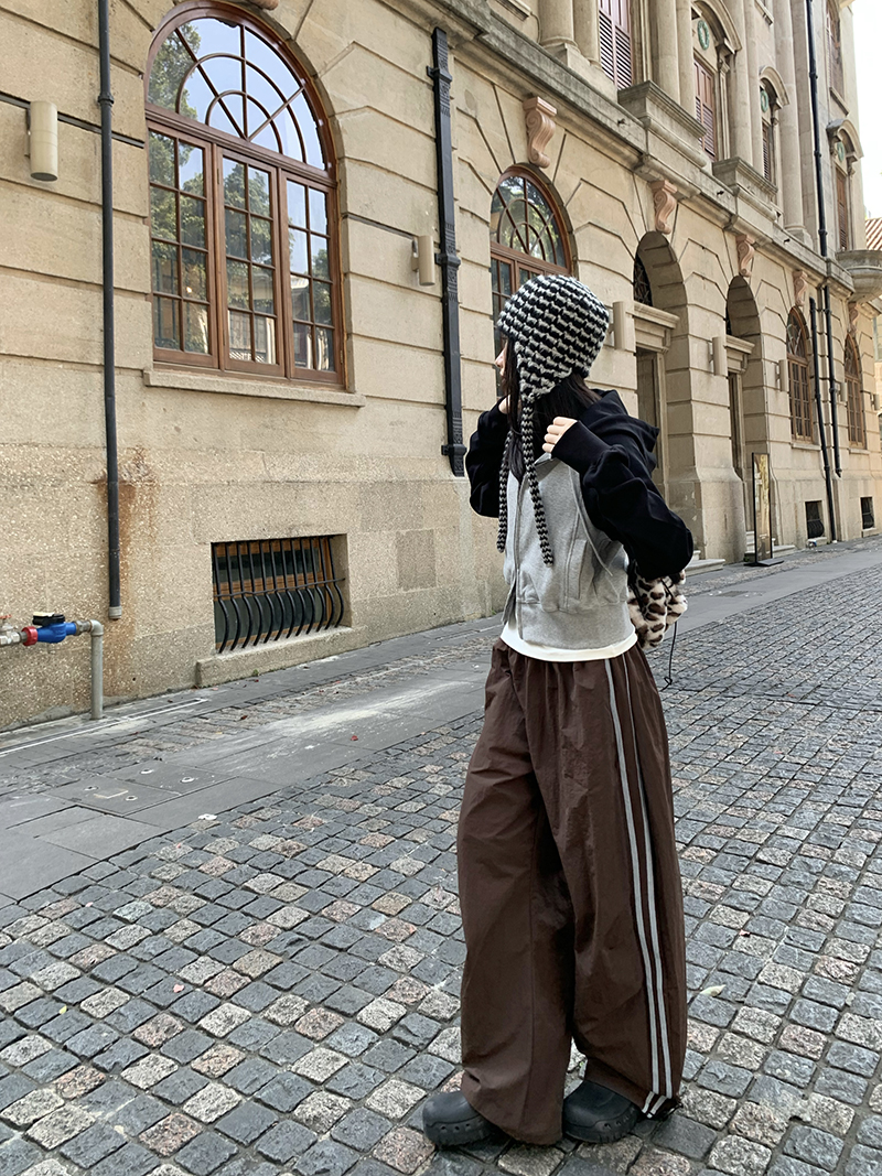 Grey Cropped Hoodies Zip Up Long Sleeve Sweatshirt Cardigan Oversized Autumn Fashion Wide Leg Track Pants Two Piece Sets