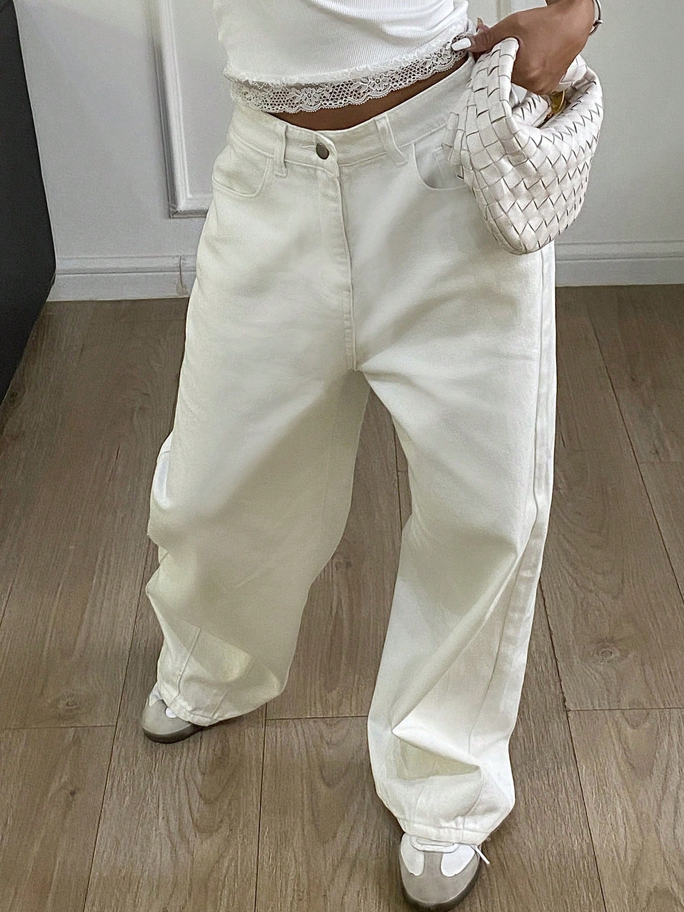 Maxct Solid Color Loose Harem Denim Pants For Women, Long Style