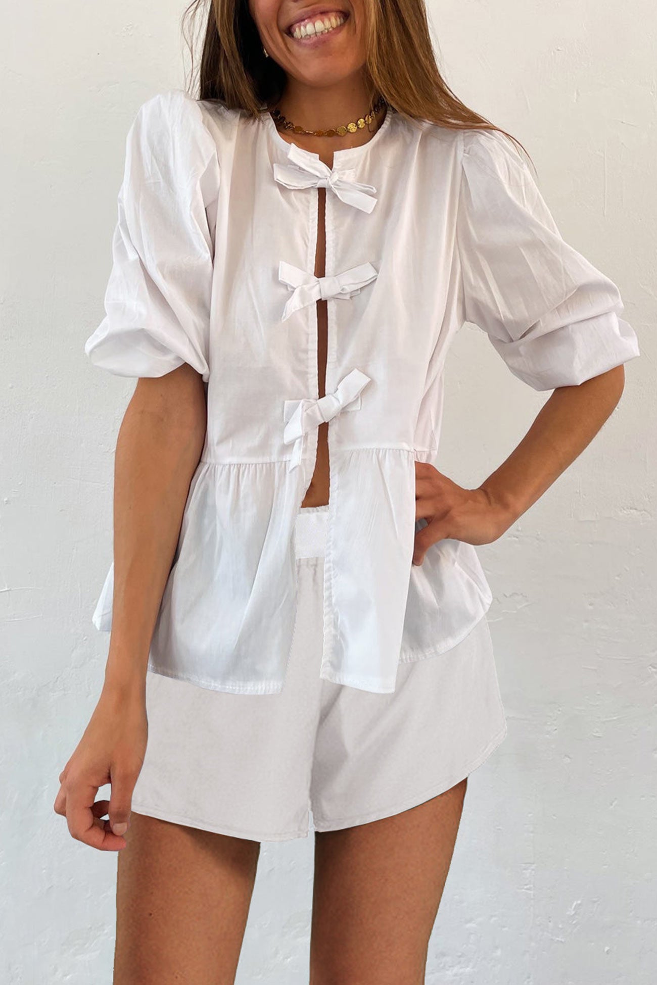 Maxct Contrast Striped Tie-up Blouse Suits