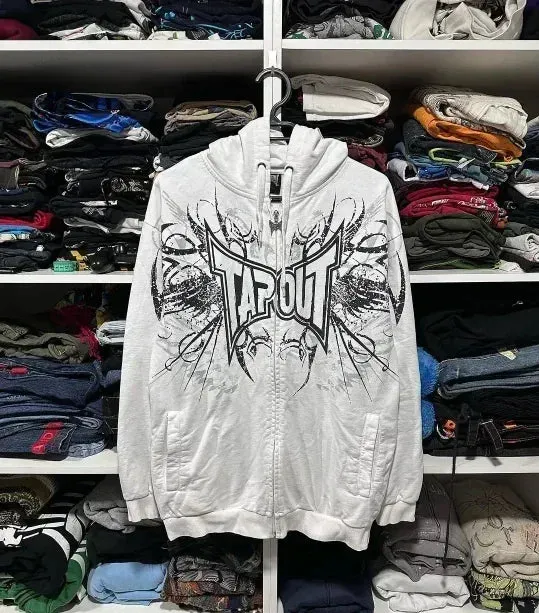 Maxct 90s Streetwear Woman Embroidery Goth Hoodies Autumn Winter Zip Up Long Sleeve Loose Jacket Coats Y2k Harajuku Casual Oversized Sweatshirts