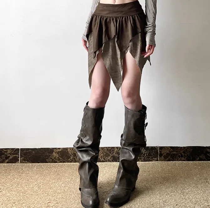 Asymmetric Ruffled Mini Skirt Maxct