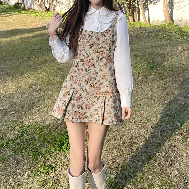 Rustic Floral Twofer Dress Maxct