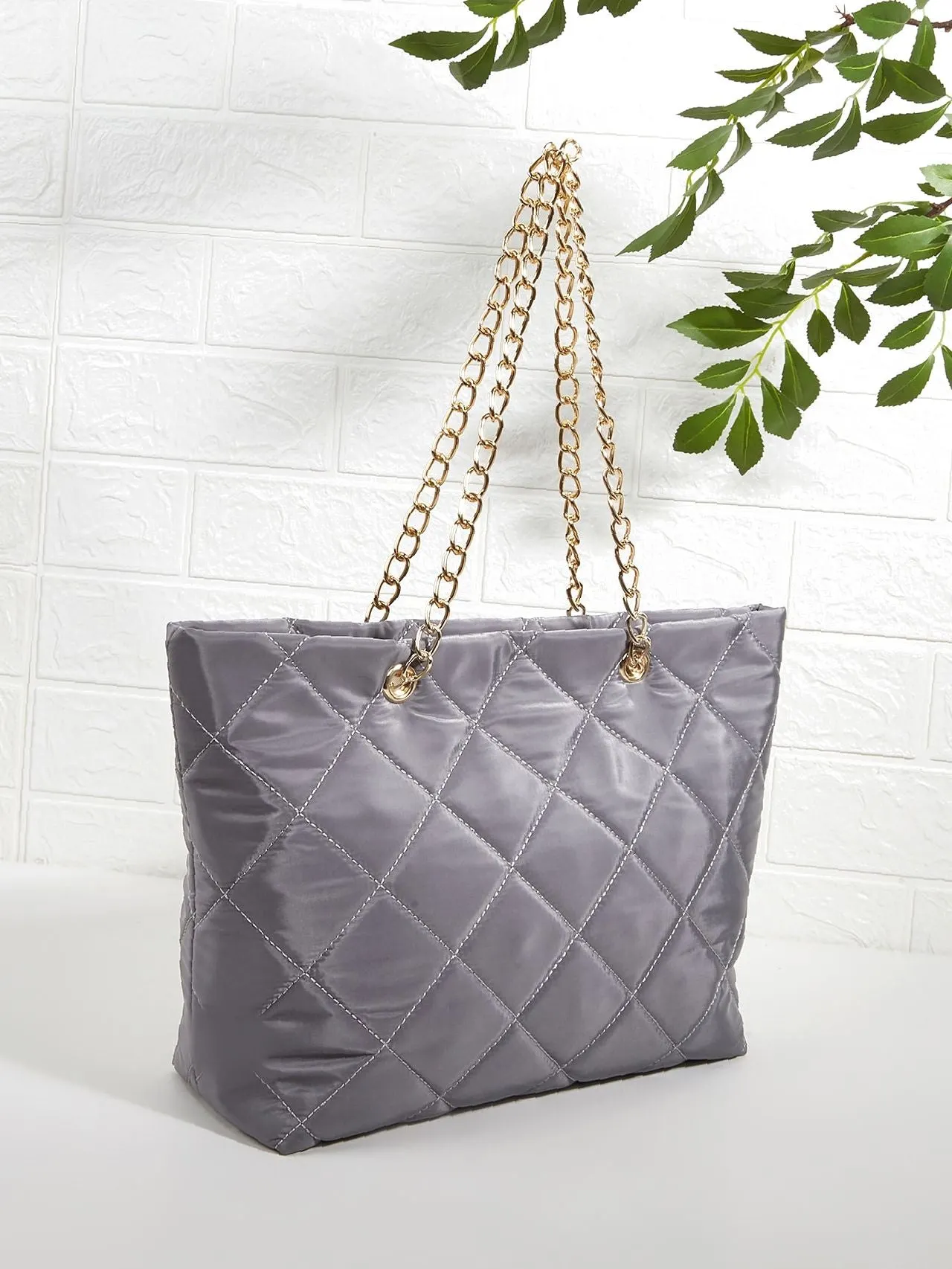 Maxct - Quilted Embossed Chain Shoulder Tote Bag  - Women Tote Bags