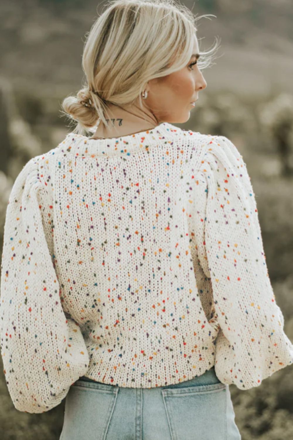 Maxct &Confetti Round Neck Long Sleeve Sweater