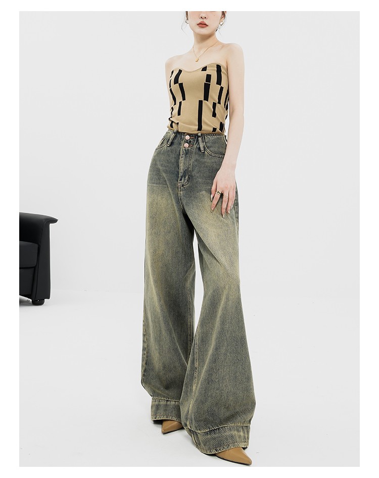 Vintage Streetwear Women's High Waisted Baggy Oversize Wide Leg Denim Pants - true deals club