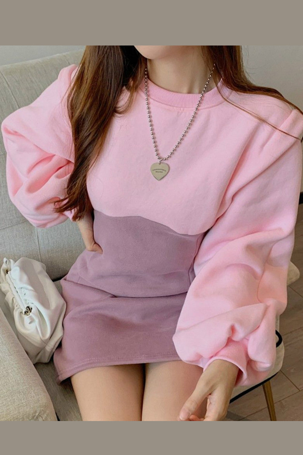 O-Neck Lantern Sleeve Office Mini Dress Maxct