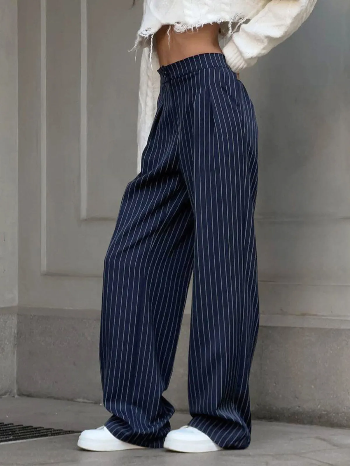Maxct Pinstripe Pleated Wide Leg Dress Pants