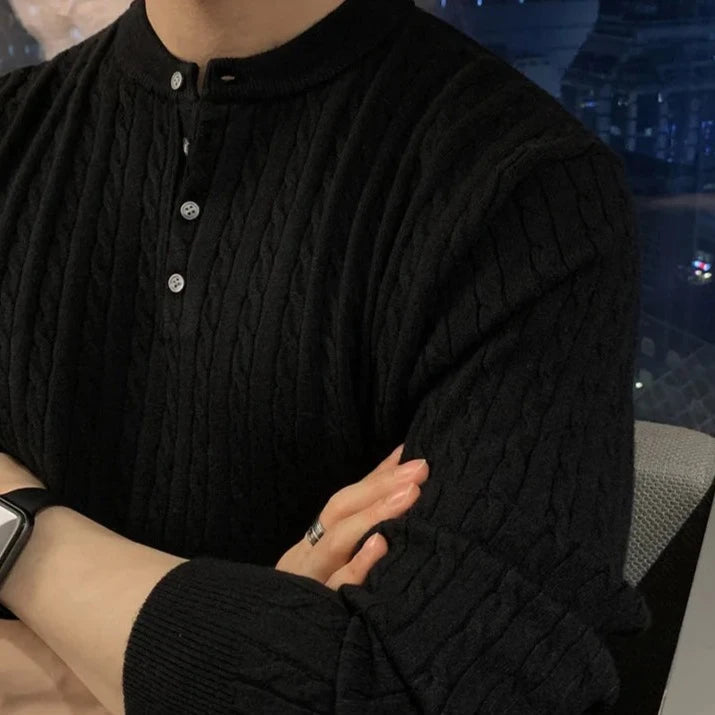 Maxct Cable Knit Henley Sweater