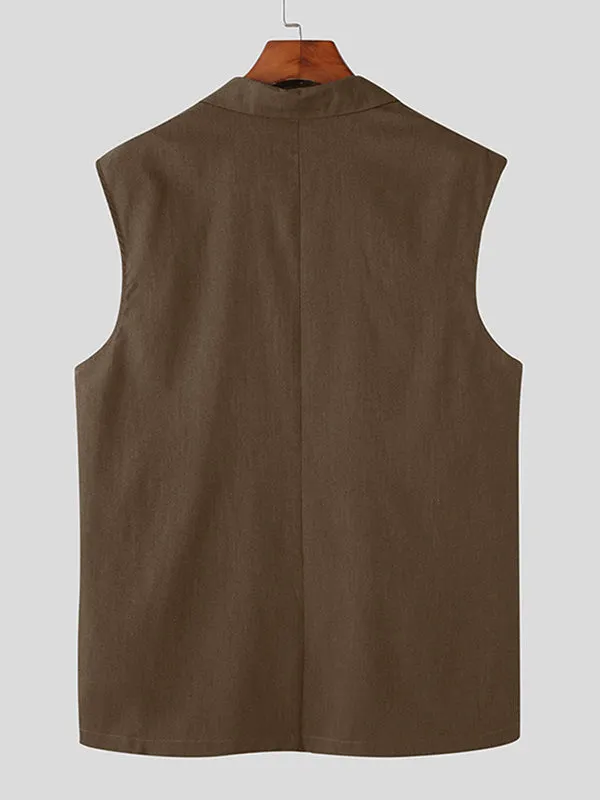 Maxct - Mens Solid Sleeveless Loose Zip Waistcoat J