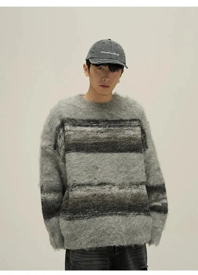 Maxct Striped Mohair Round Neck Sweater
