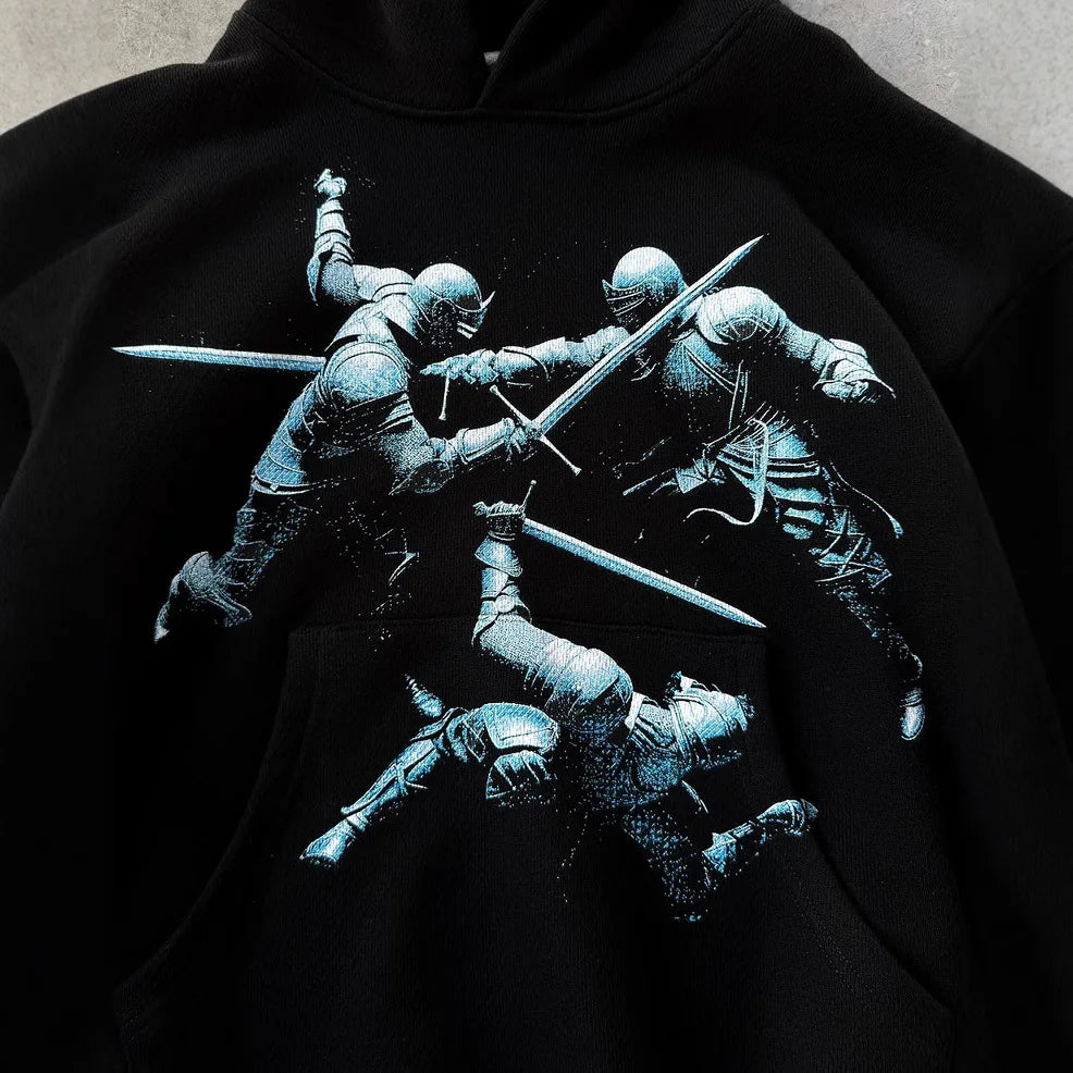 Maxct Y2k Long Sleeved Pullover Hoodie Sweatshirt Tops Personalized Dark Punk Print Pattern Coat Winter Streetwear Vintage Ootd Ins