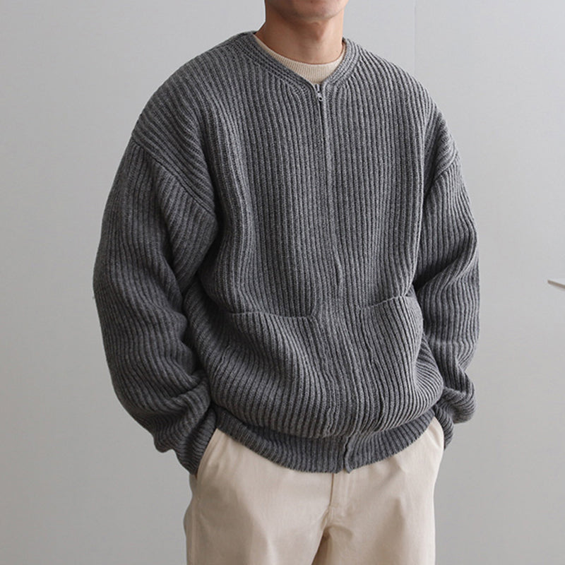 Maxct 4454 KNITTED ROUND-NECK CARDIGAN SWEATER