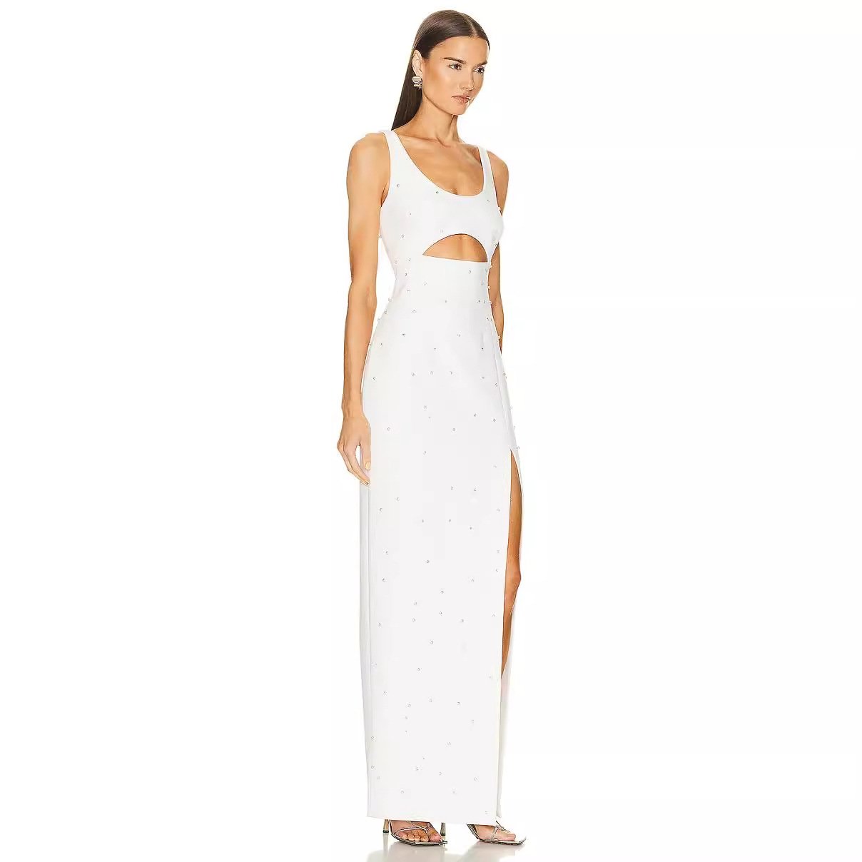 Maxct Women's Summer Foreign Trade High Quality Diamond Bandage Dress Women's High-end French Evening Dress