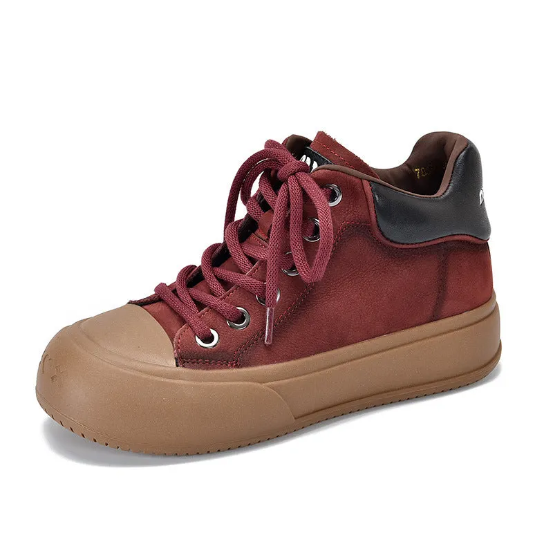 Vintage Leather Lace-Up Short Boots Maxct