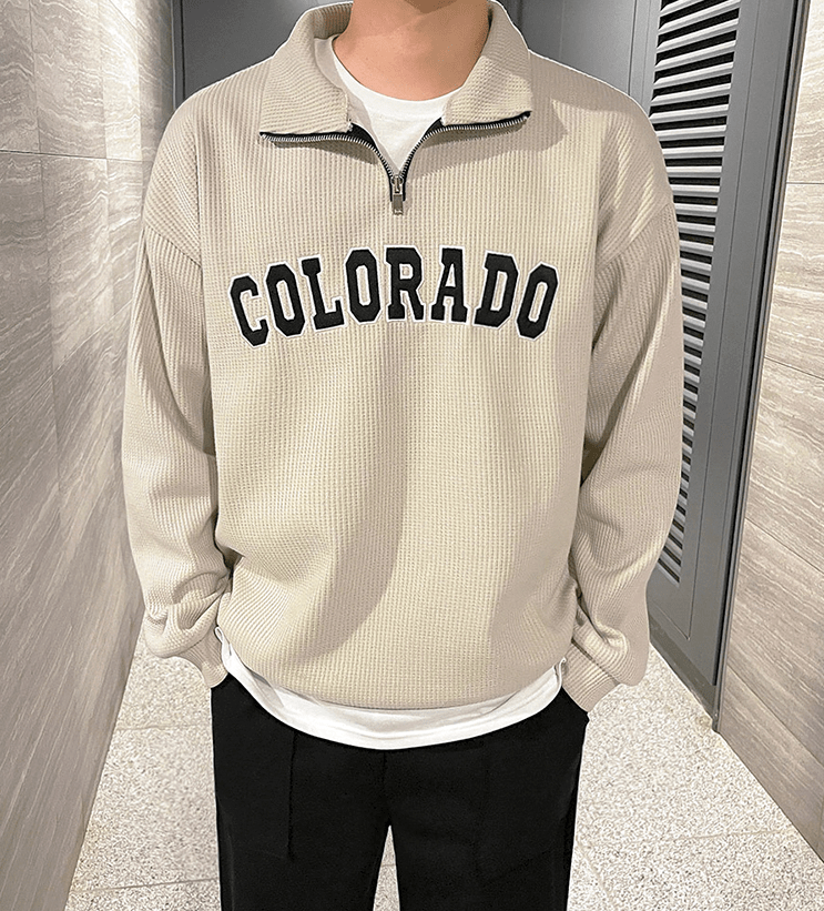 Maxct 6684 Waffle Knit Half Zip-Up Colorado Collar Sweater