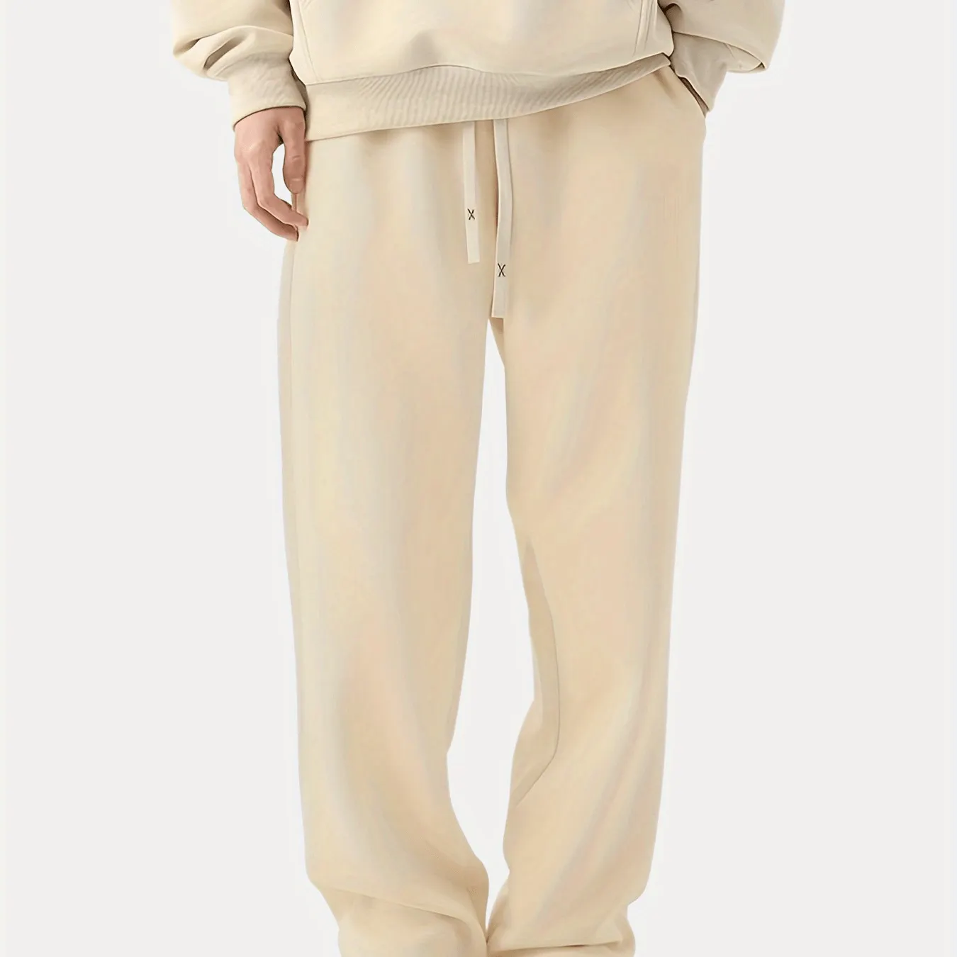 Maxct  Classic Design Solid Color Drawstring Sweatpants Men's Casual Slightly Stretch Pants For Spring Summer
