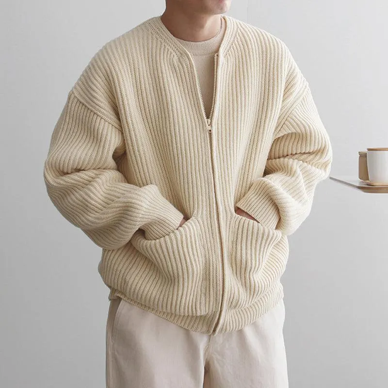Maxct -  KNITTED ROUND-NECK CARDIGAN SWEATER