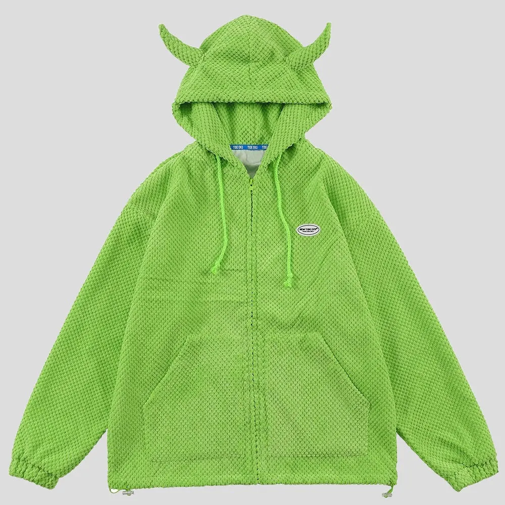 Mystical Green Hoodie Unisex with Demon Horns Maxct