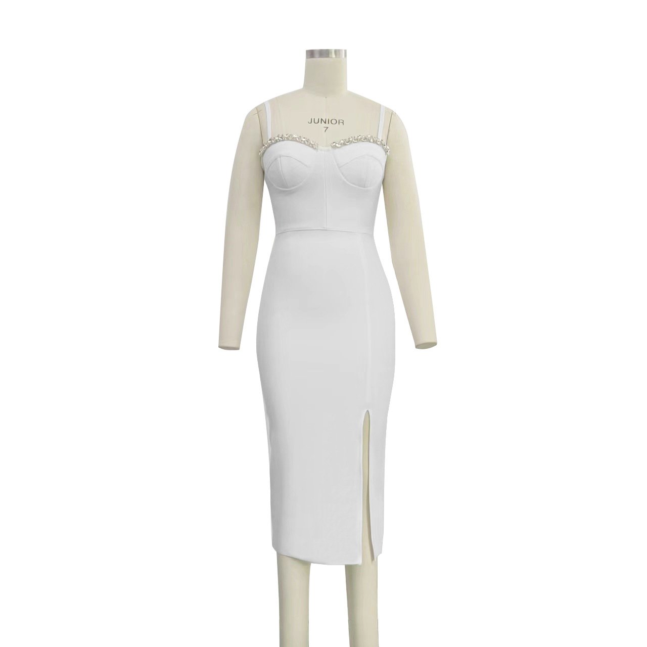 Maxct Women's Bandage Thai Strap Rhinestone Split Bandage Dress Sexy Banquet Dress - Image 17