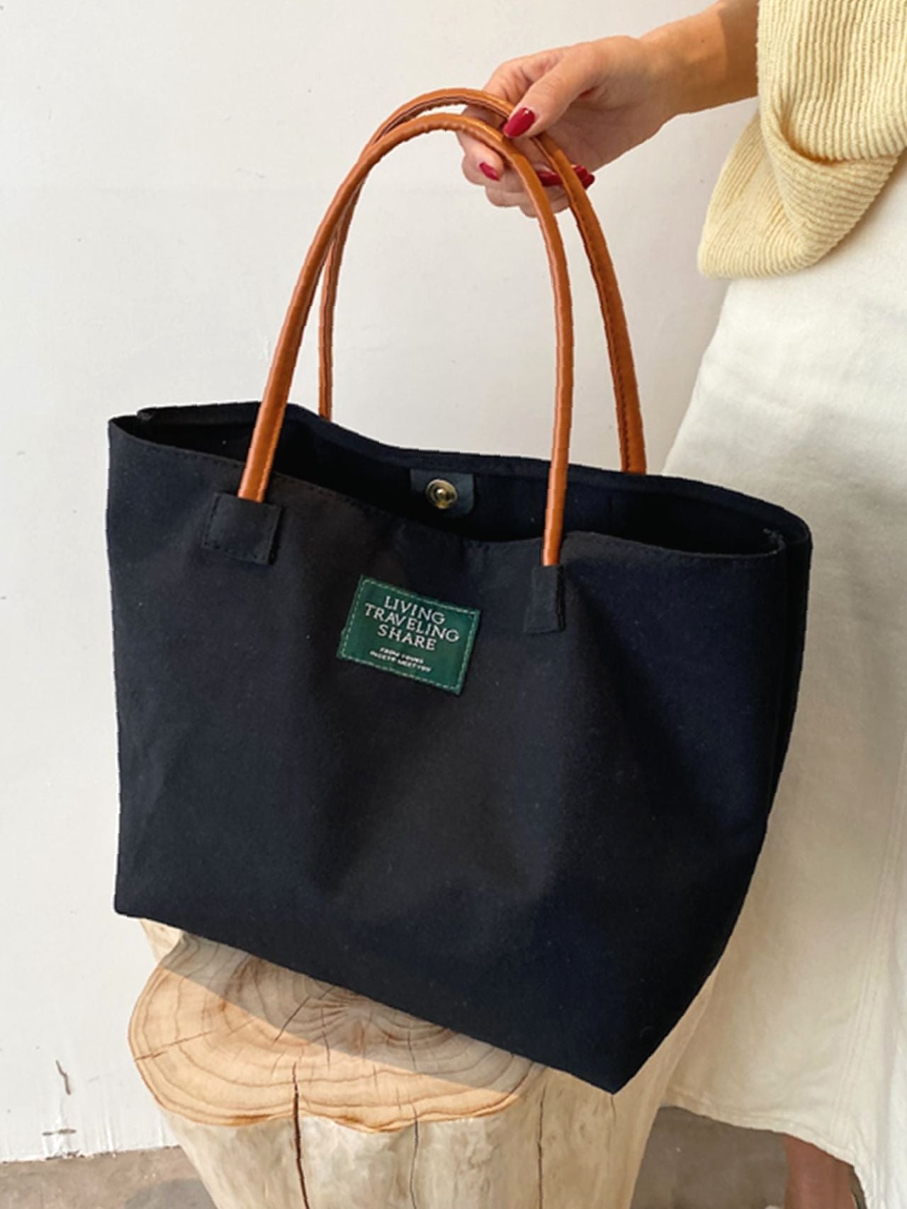 Maxct - Patch Decor Shoulder Tote Bag  - Women Tote Bags