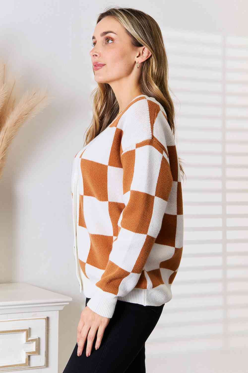 Maxct &Double Take Button-Up V-Neck Dropped Shoulder Cardigan