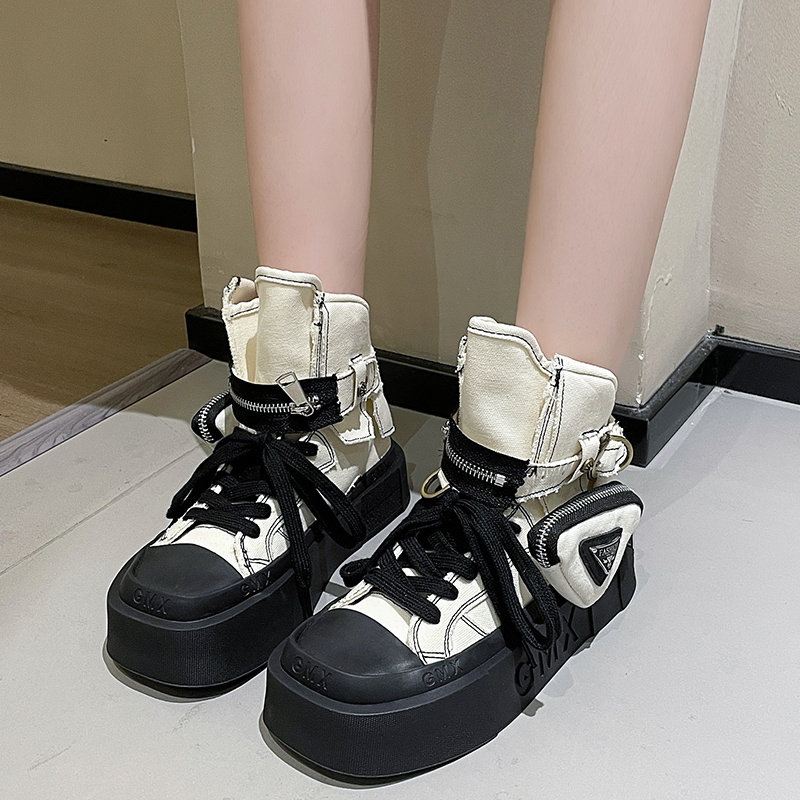 Women's Punk Gothic Denim Canvas Platform Ankle Boots