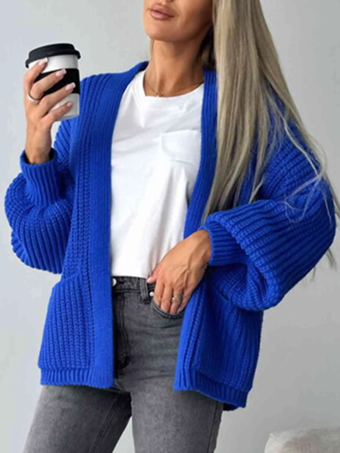 Maxct &Open Front Dropped Shoulder Cardigan