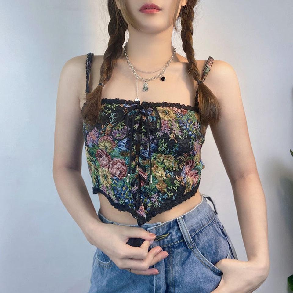 Maxct &Cottagecore Lace Detailed Corset Top