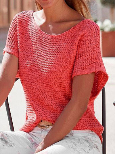 Maxct &Boat Neck Short Sleeve Sweater