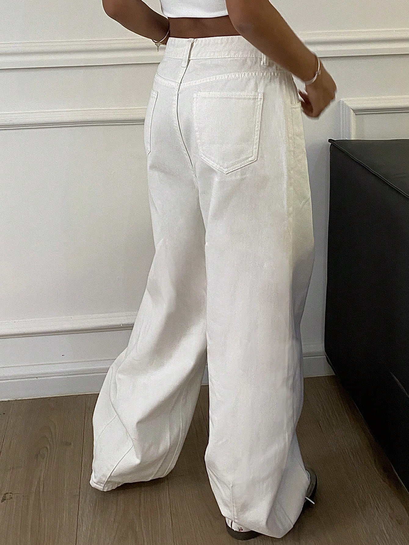Maxct Solid Color Loose Harem Denim Pants For Women, Long Style