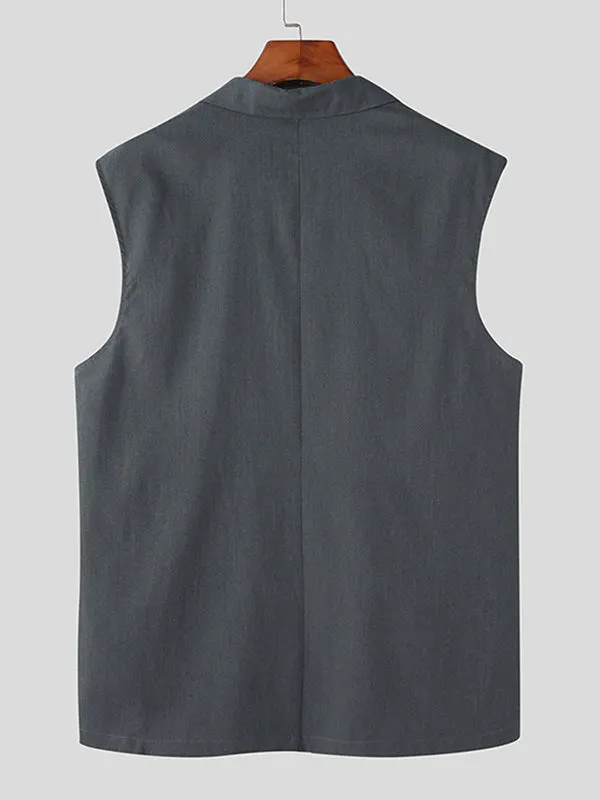 Maxct - Mens Solid Sleeveless Loose Zip Waistcoat J