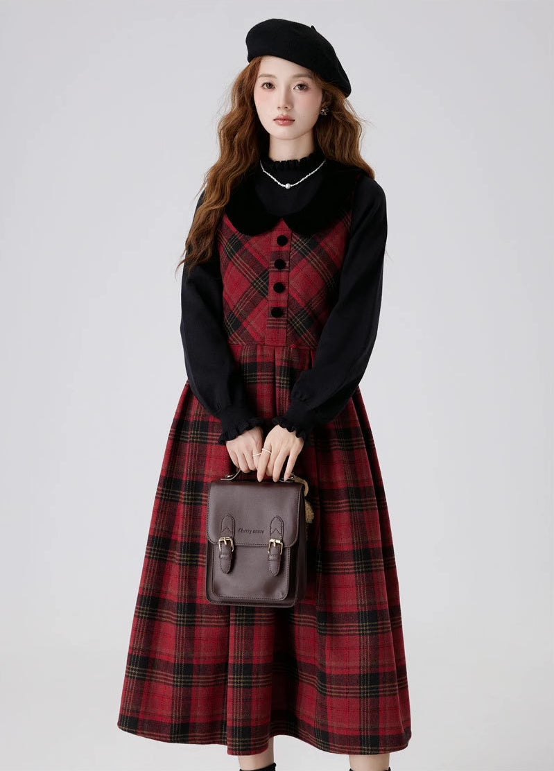 Merry Plaid Sleeveless Midi Dress Maxct