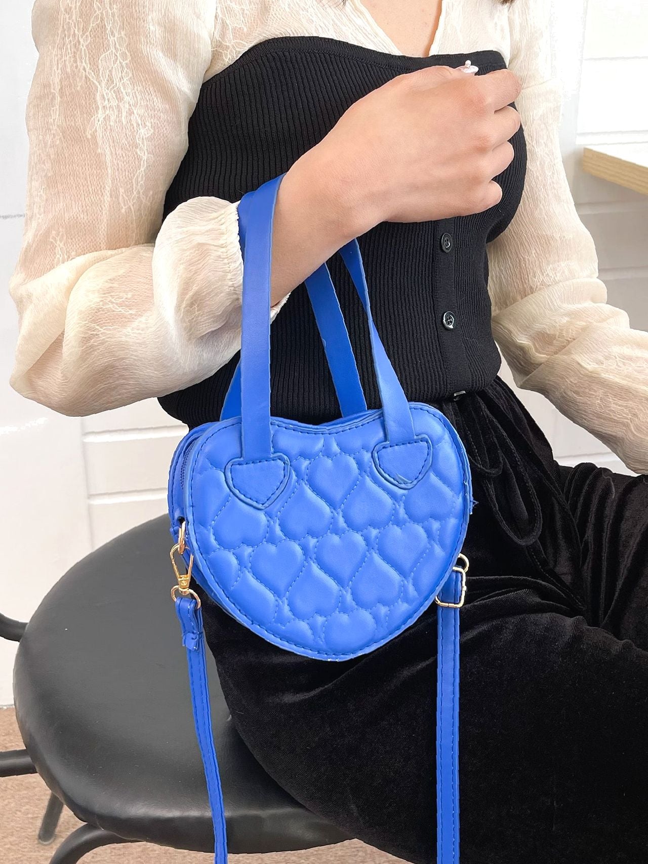 Bag For Love - Stitch Detail Heart Shaped Novelty Bag  - Women Maxct Bags