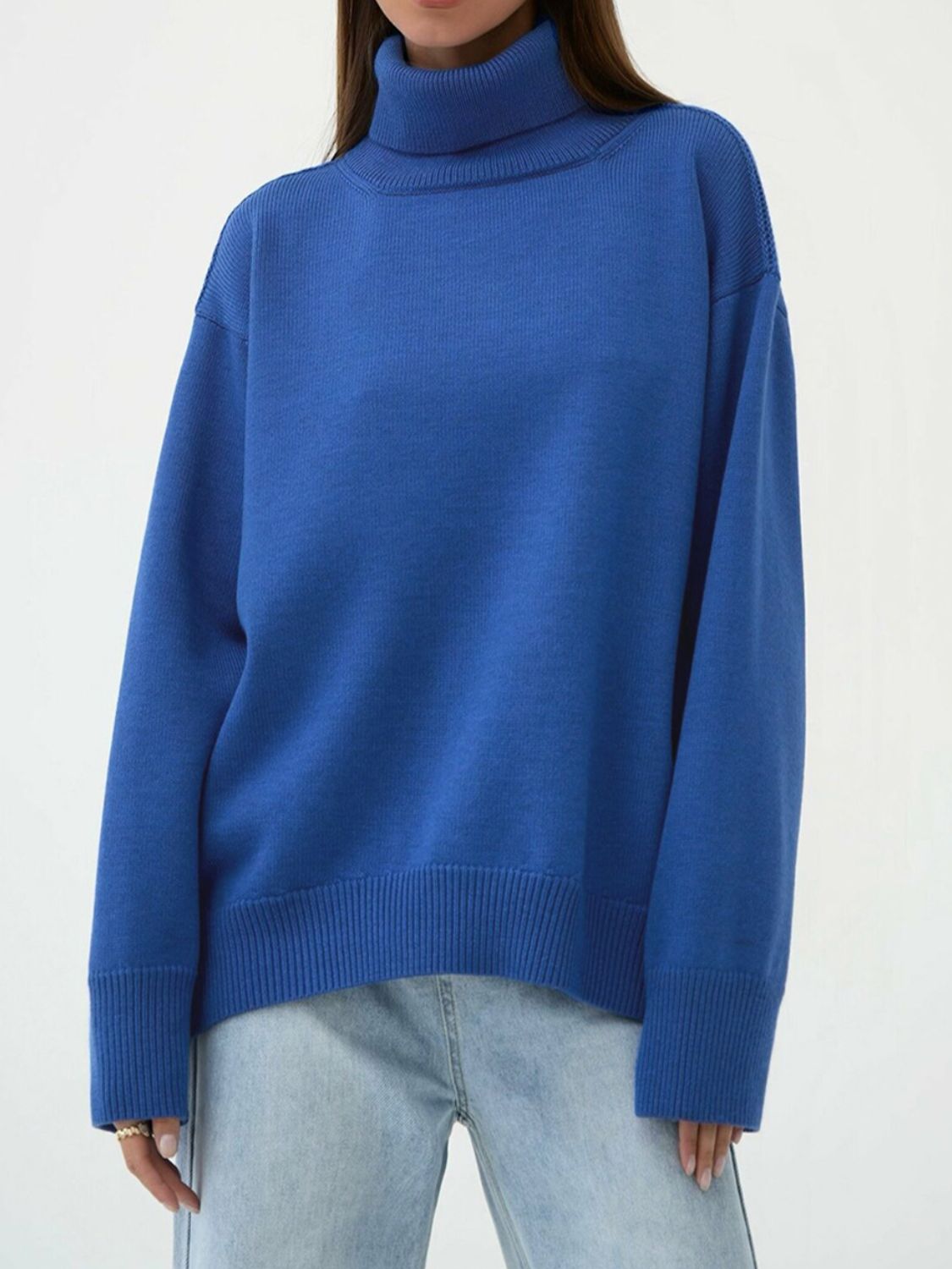 Maxct &Turtle Neck Dropped Shoulder Sweater