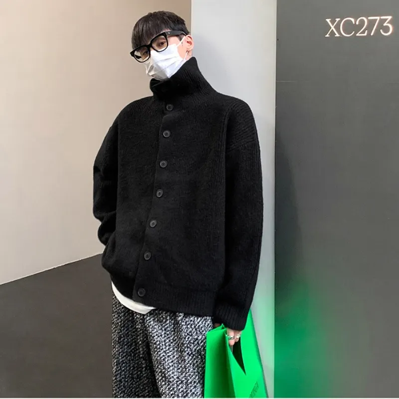 Men's Kit Cardigun, Men's Design, Fashion, Spring, Tubneck Design Cardigun, Sweaters, Outcoat, Jacket