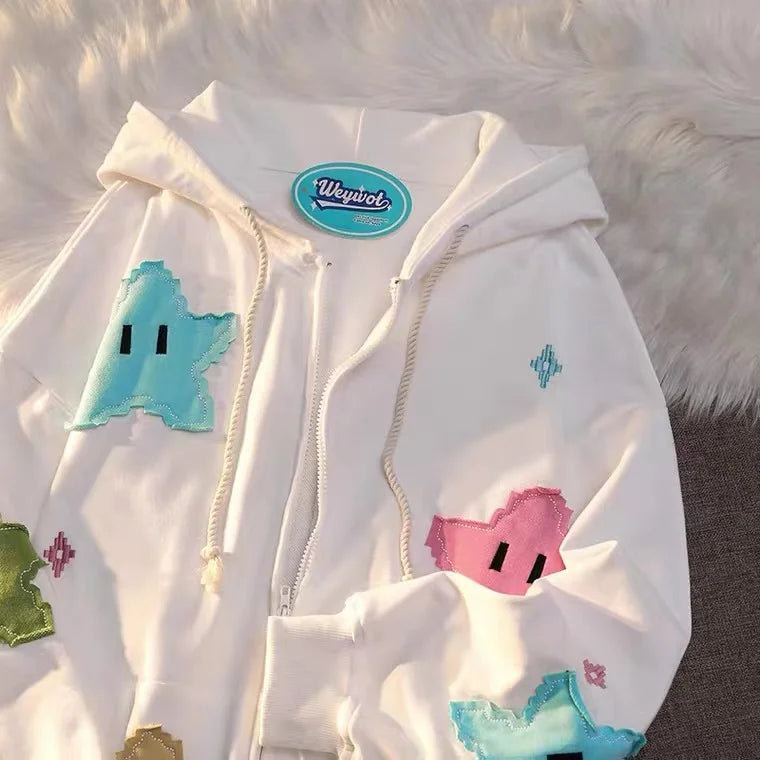 Maxct Harajuku Aesthetic High Street Hoodie Gothic Fashion Print Sweatshirt Hip Hop Loose Oversize Hoodie Women Kawaii Clothes