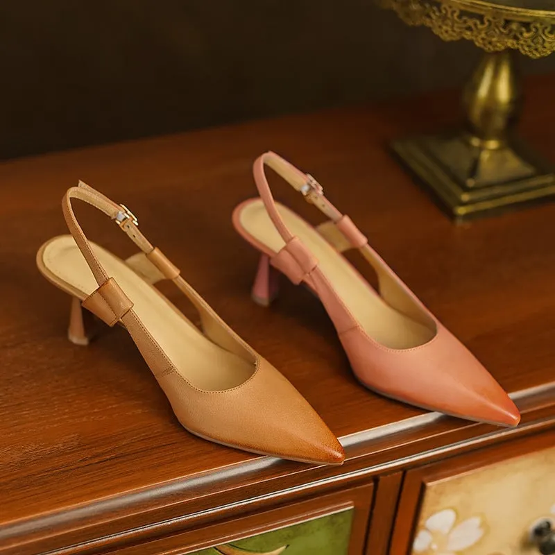Point Toe 65mm Kitty Heel Sandals Slingback Pumps Maxct