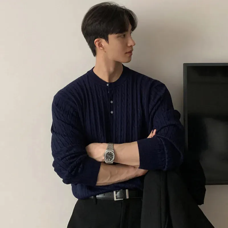 Maxct Cable Knit Henley Sweater
