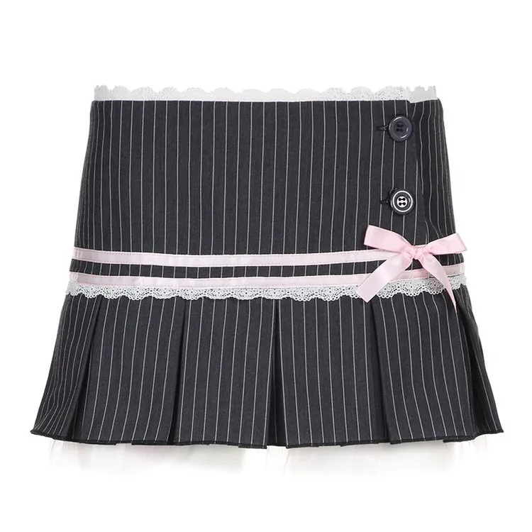 Pinstripe Coquette Micro-Mini Skirt Maxct