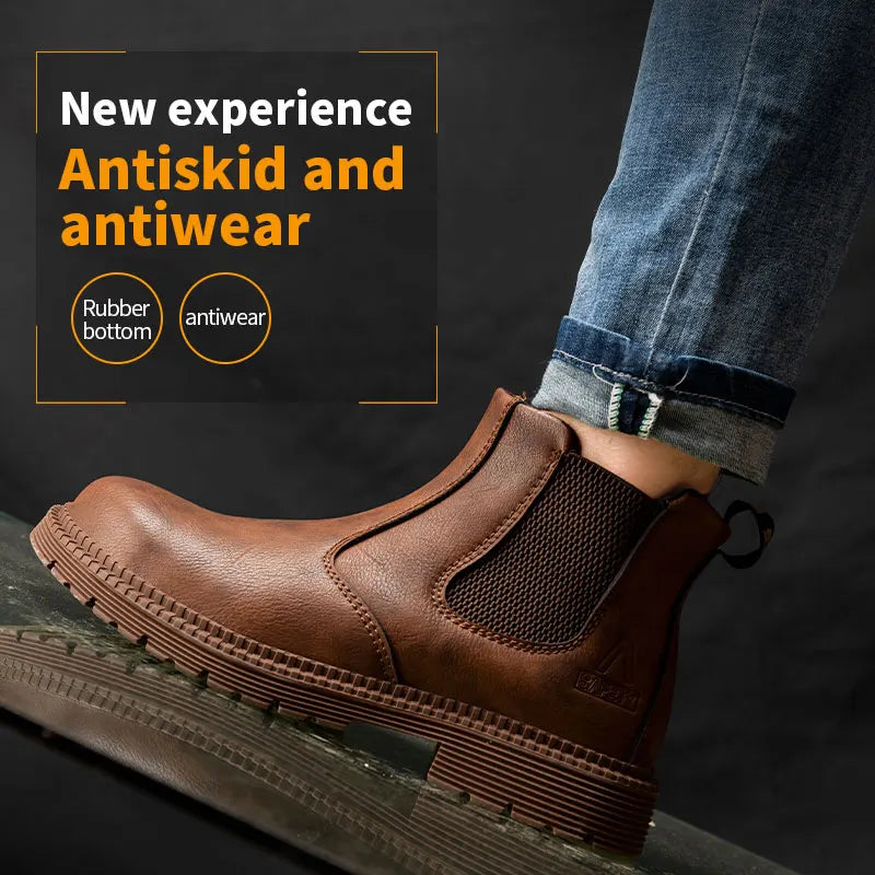 Steel Toe Leather Boots for Men Waterproof Safety Work Shoes Maxct