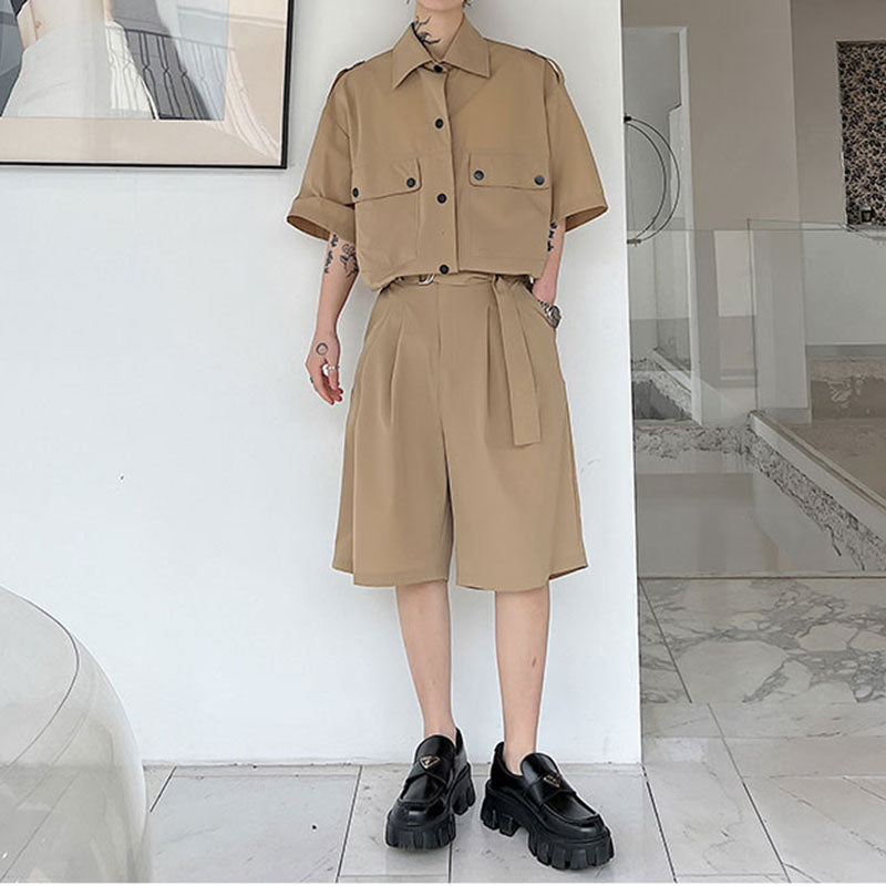 Maxct Single Breasted Shirt And Belted Shorts Set - Image 12