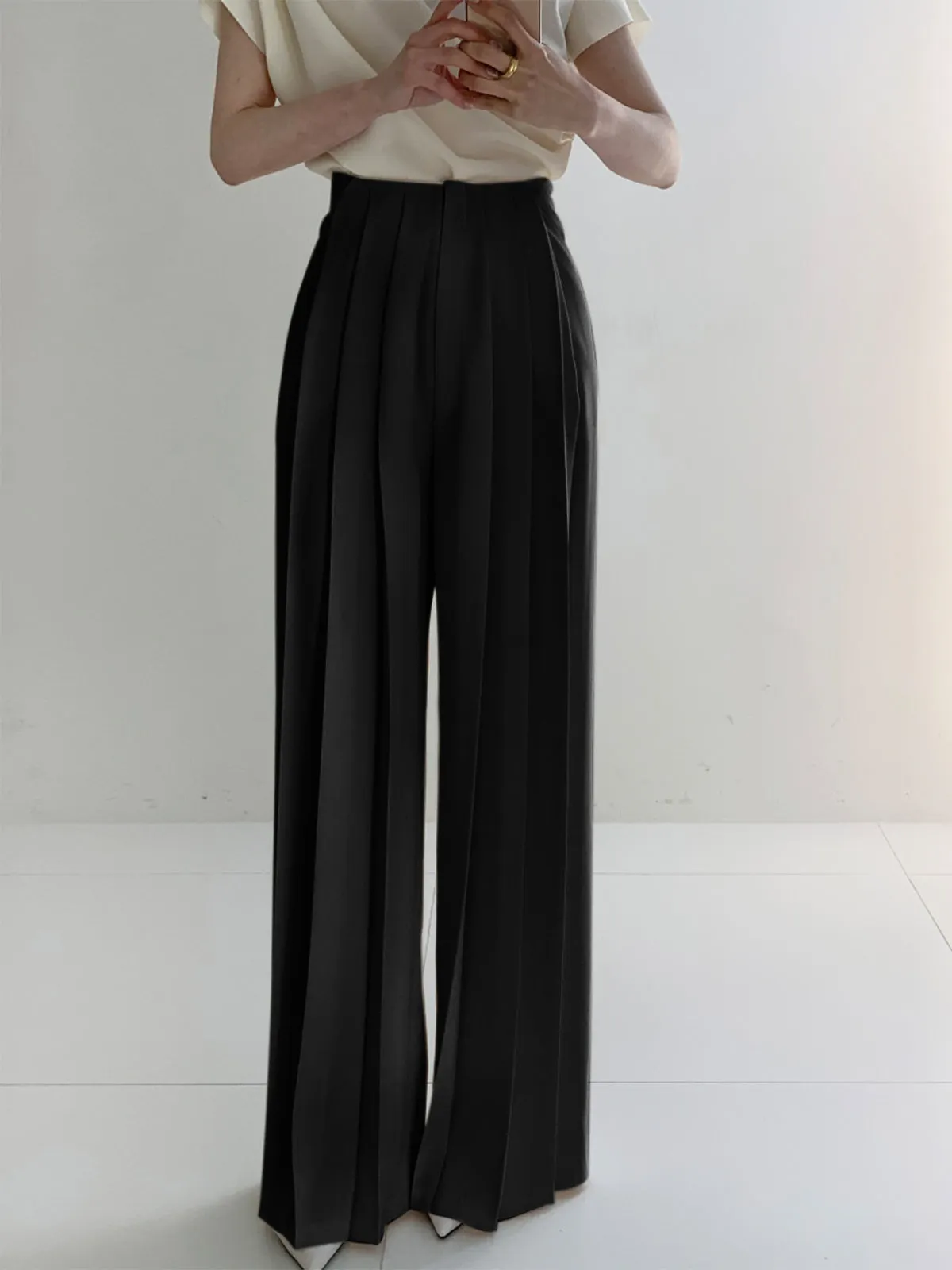 Maxct Pleated High Waist Wide Leg Pants