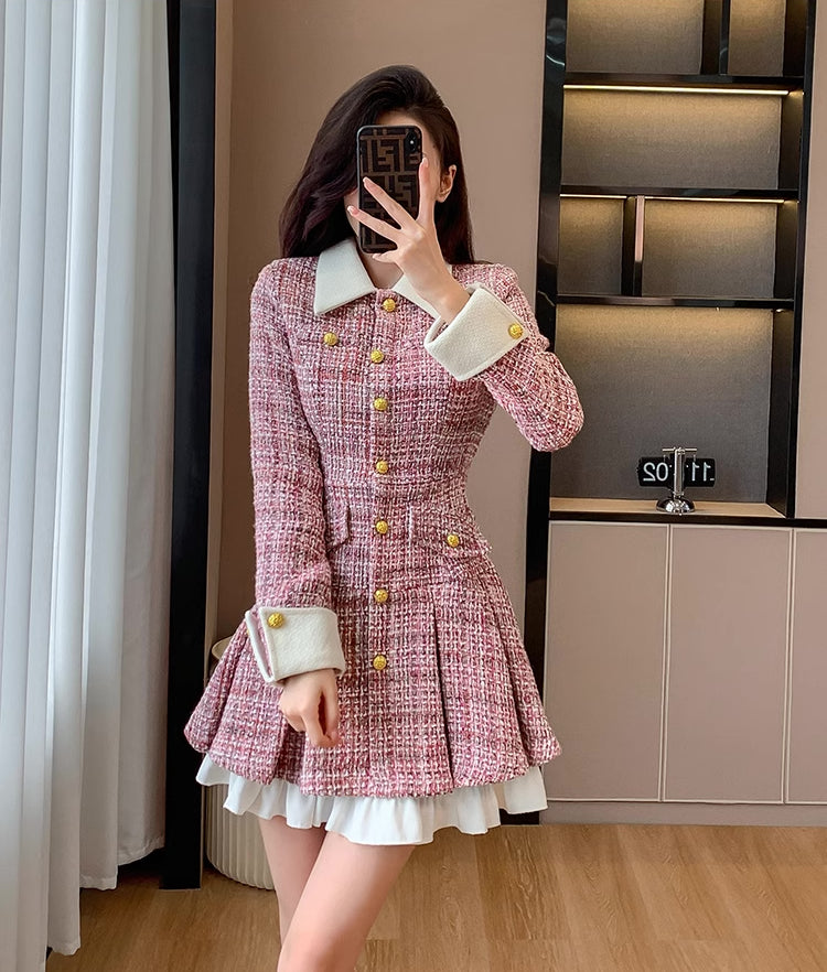 Flirty Plaid Tweed Mini Dress Maxct