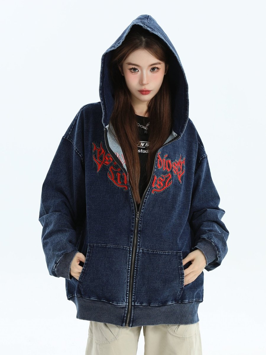Maxct [Insstudios] Gothic Letter Logo Denim Jacket Na1631