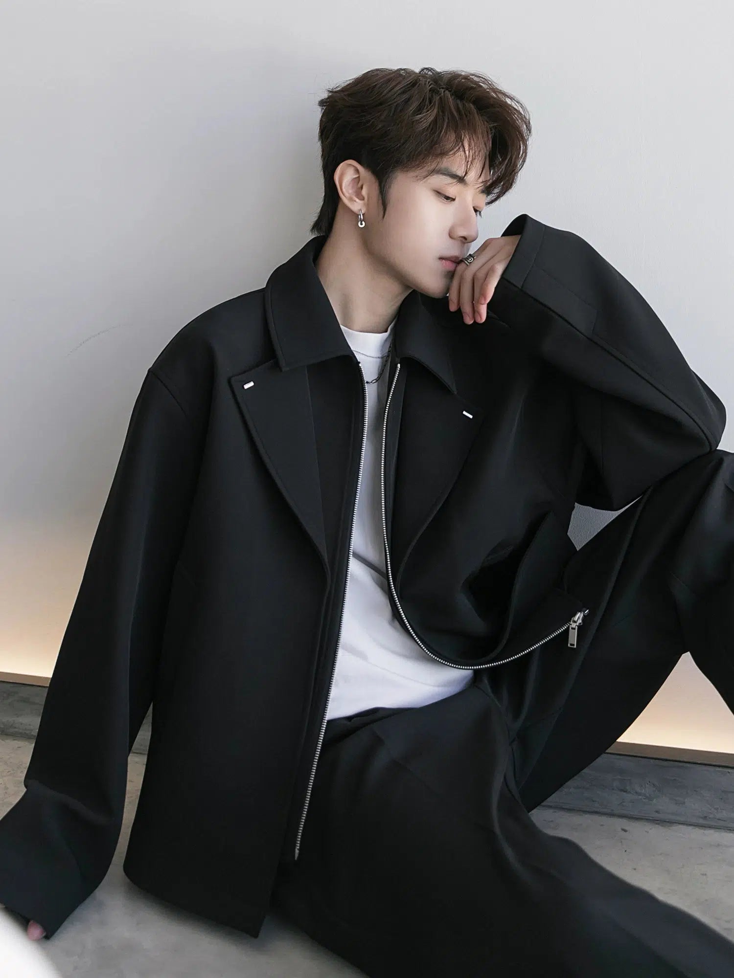 Maxct Two-piece Zip Lapel Wool Jacket