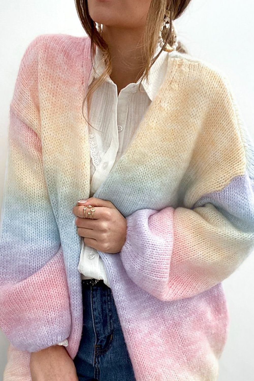 Maxct &Gradient Open Front Drop Shoulder Cardigan