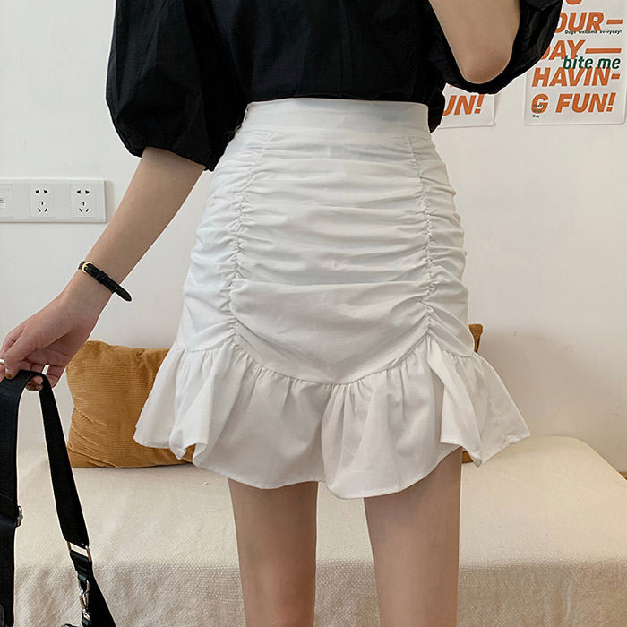 French Summer Ruched Mini Skirt Maxct
