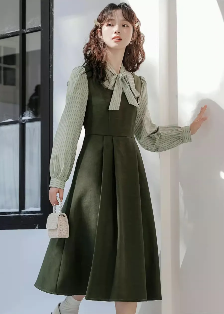 Stripe Academia Twofer Midi Dress Maxct