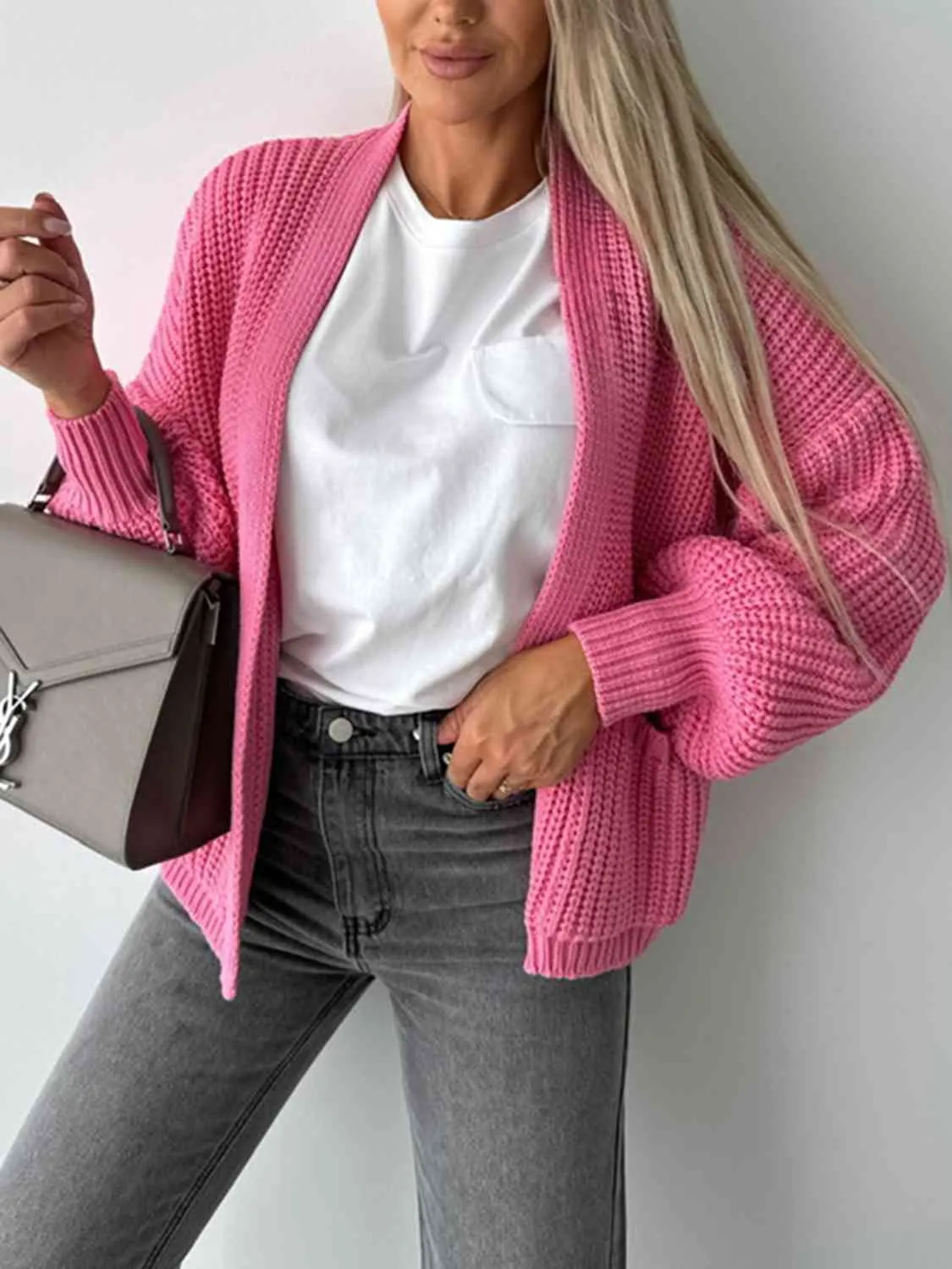 Maxct &Open Front Dropped Shoulder Cardigan