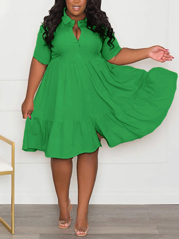 V-neck Lapels A-line Mini Dress Maxct